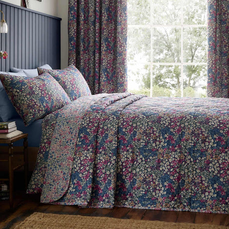 Bessie Polycotton Quilted Bedspread 200cm x 230cm - Navy