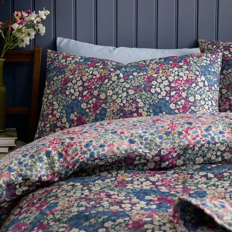 Bessie Reversible Polycotton Duvet Cover Set Navy - Bessie Duvet Cover Set In Navy 2