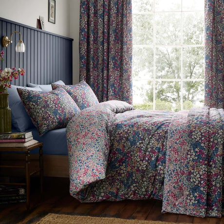Bessie Reversible Polycotton Duvet Cover Set Navy - Bessie Duvet Cover Set In Navy 4