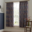 Bessie Floral Pencil Pleat Tape Top Curtains Light Filtering Polycotton - Navy