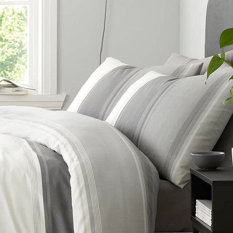 Betley Polycotton Duvet Cover Set - Grey - Betley Duvet Cover Set In Grey 2