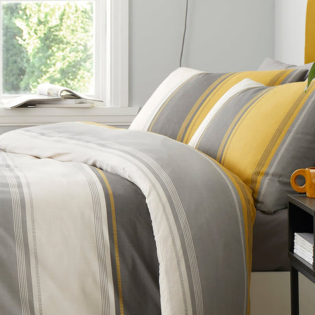 Betley Polycotton Duvet Cover Set - Ochre - Betley Duvet Cover Set In Ochre 2