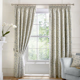 Bird Trail Jacquard Pencil Pleat Curtains Beige Thermal Light Filtering