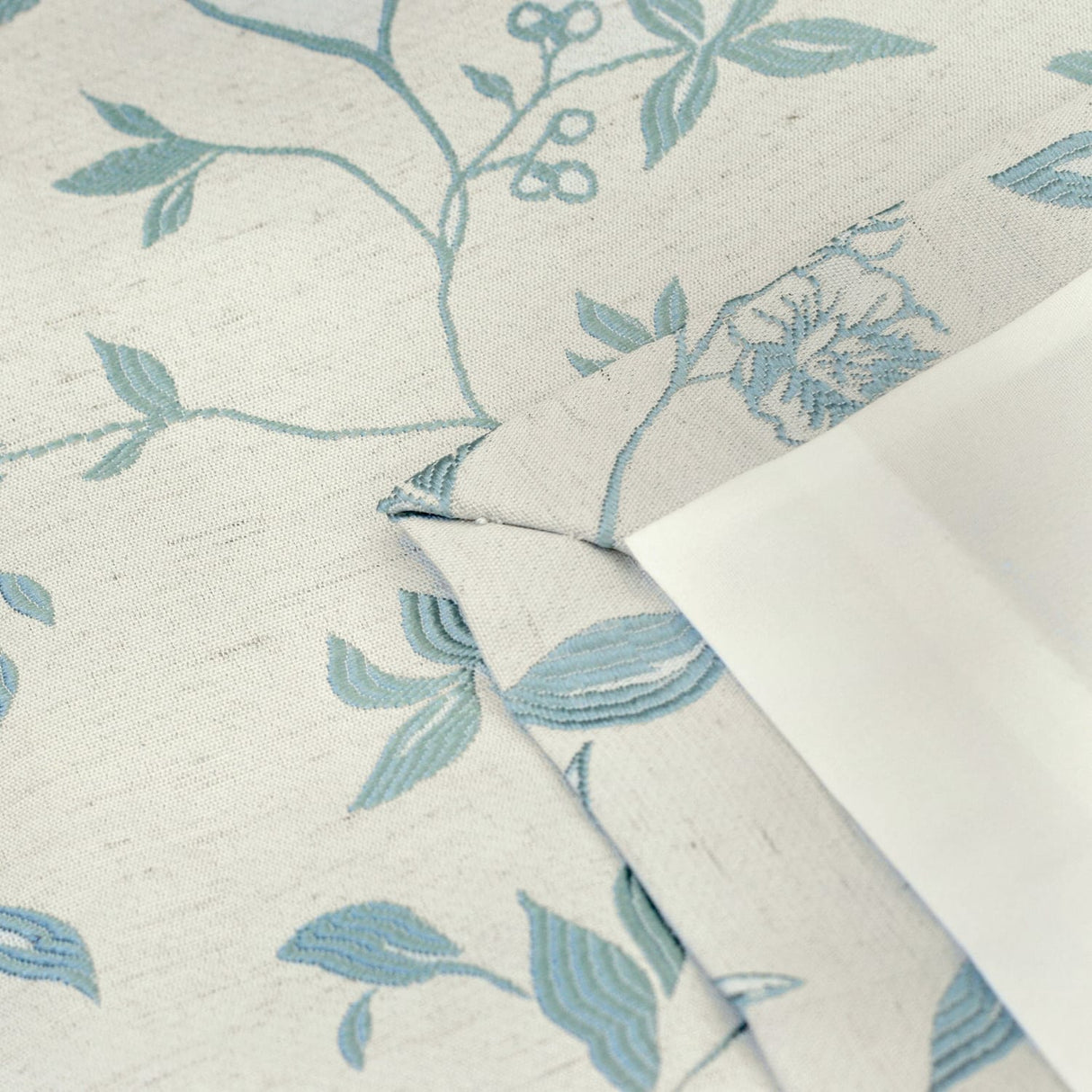 Bird Trail Jacquard Pencil Pleat Curtains Beige Thermal Light Filtering - Bird Trail Pencil Pleat Curtains In Duck Egg 4