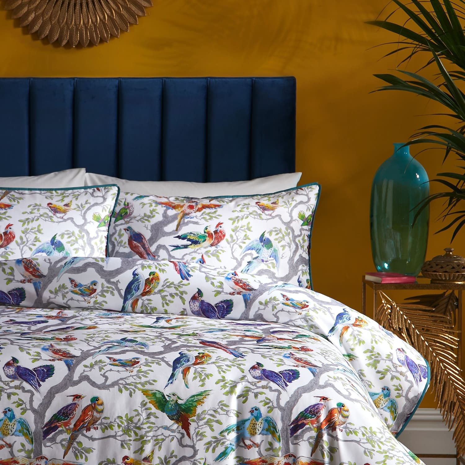 Laurence Llewelyn-Bowen Birdity Absurdity Yellow Cotton Duvet Cover Set - Multicolour - Birdity Absurdity Duvet Cover Set In Multicolour 2