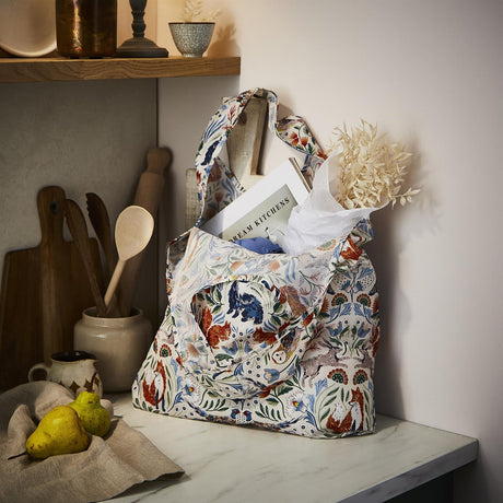 Ulster Weavers Blackthorn Floral Packable Shopping Bag - Blackthorn Foldable Tote Bag Medium In Beige 4
