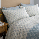 Decorative Block Floral Blue Jacquard Duvet Cover Set - Block Floral Duvet Cover Set In Blue 3