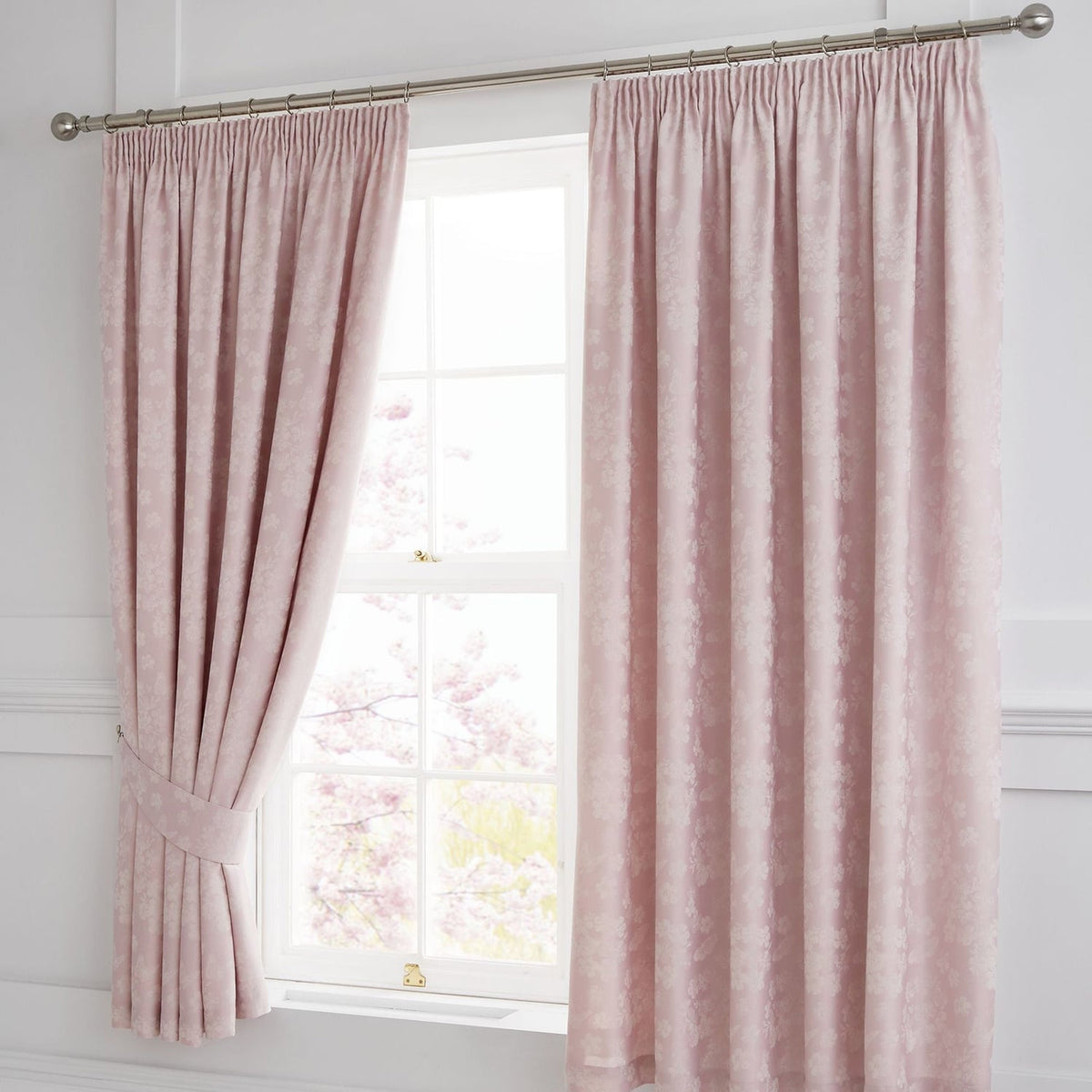 Blossom Jacquard Pencil Pleat Curtains Light Filtering Polycotton