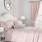 Blossom Jacquard Pencil Pleat Curtains Light Filtering Polycotton - Blossom Pencil Pleat Curtains In Blush 2