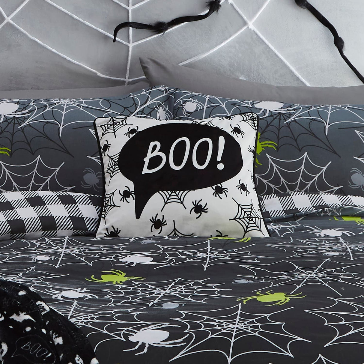 Boo! Halloween Orange Cushion Cover 43cm x 43cm - Black