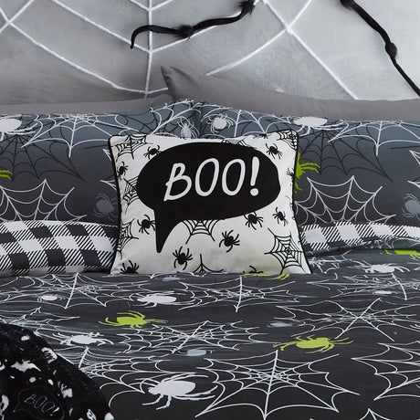 Boo! Halloween Orange Cushion Cover 43cm x 43cm - Black