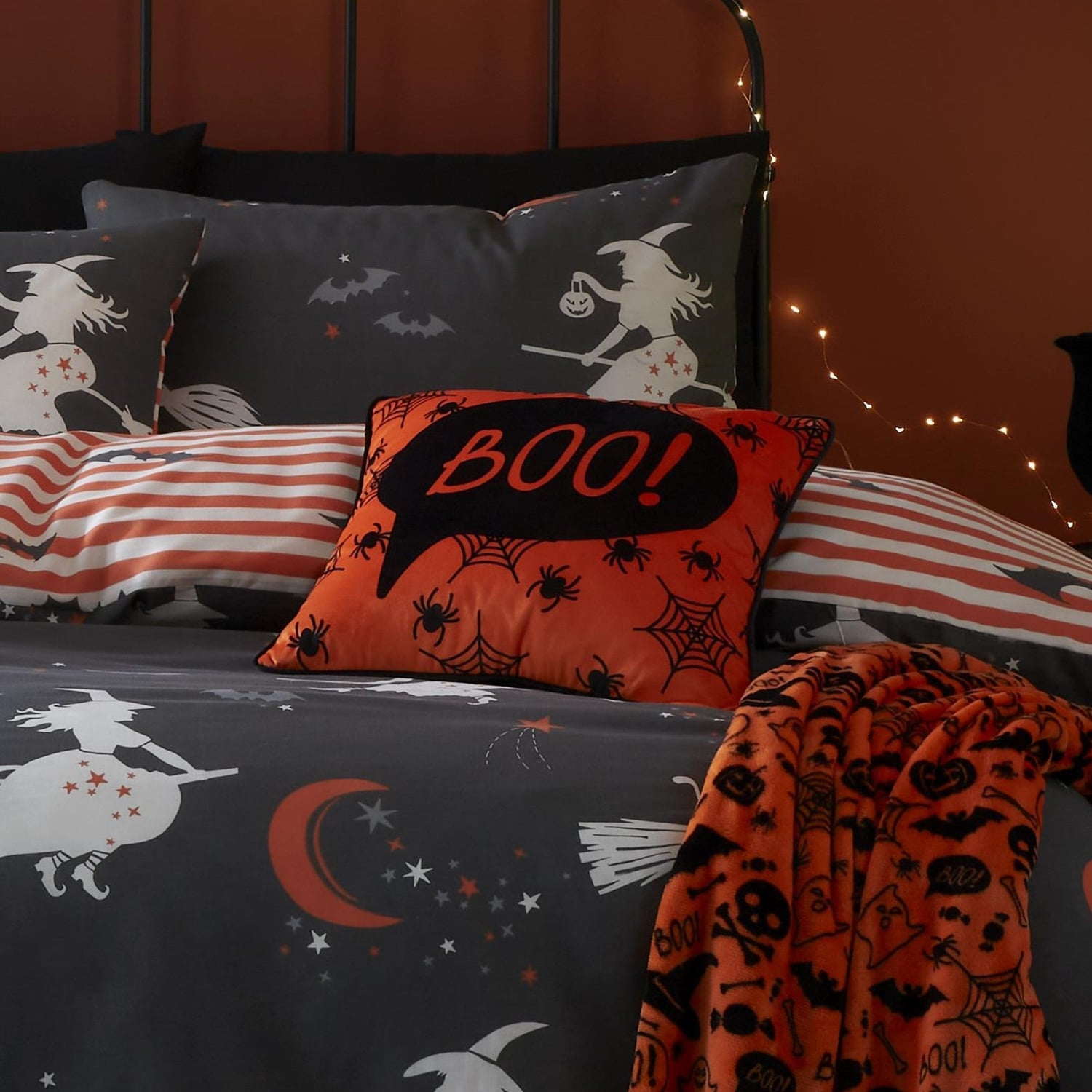Boo! Halloween Orange Cushion Cover 43cm x 43cm - Orange - Boo Halloween Cushion In Orange 43 X 43Cm 4