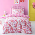 Bow and Stripes Microfibre Duvet Cover Set - Pink