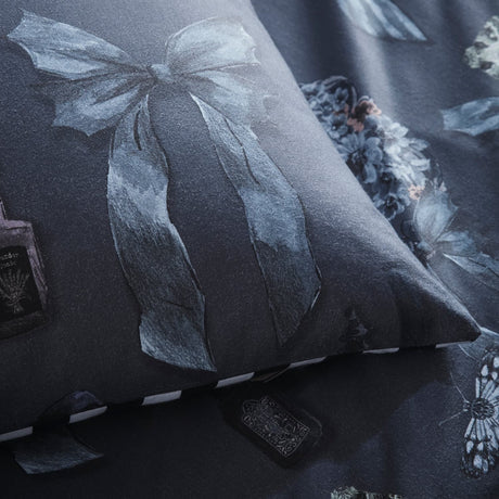 Bows Noir Grey Polycotton Duvet Cover Set - Bows Noir Halloween Duvet Cover Set In Grey 3