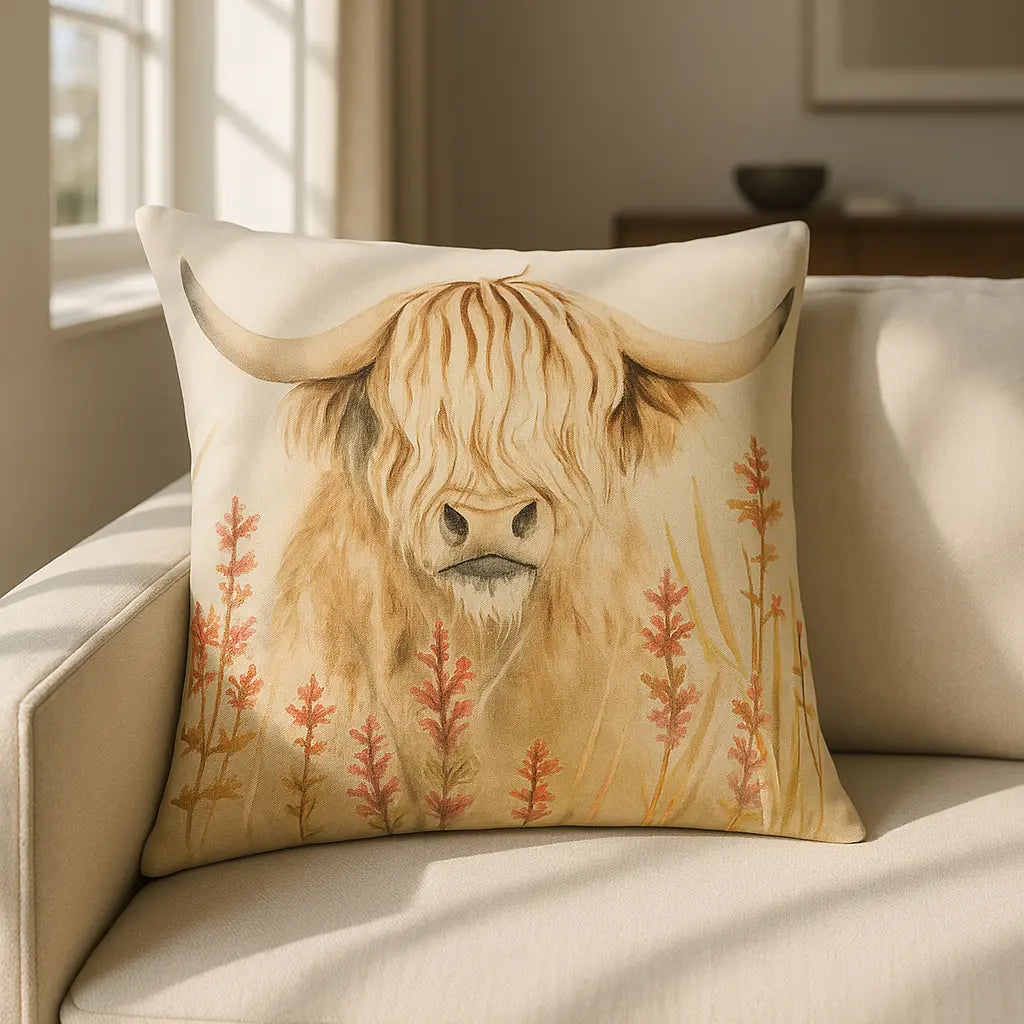 Bramble Highland Cow Cushion Cover or Filled Cushion 43cm x 43cm
