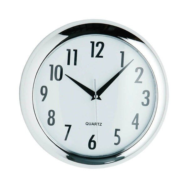 Brenham Wall Clock - White/Chrome 24cm