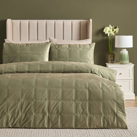 Brighton Square Geometric Duvet Cover Set - Green