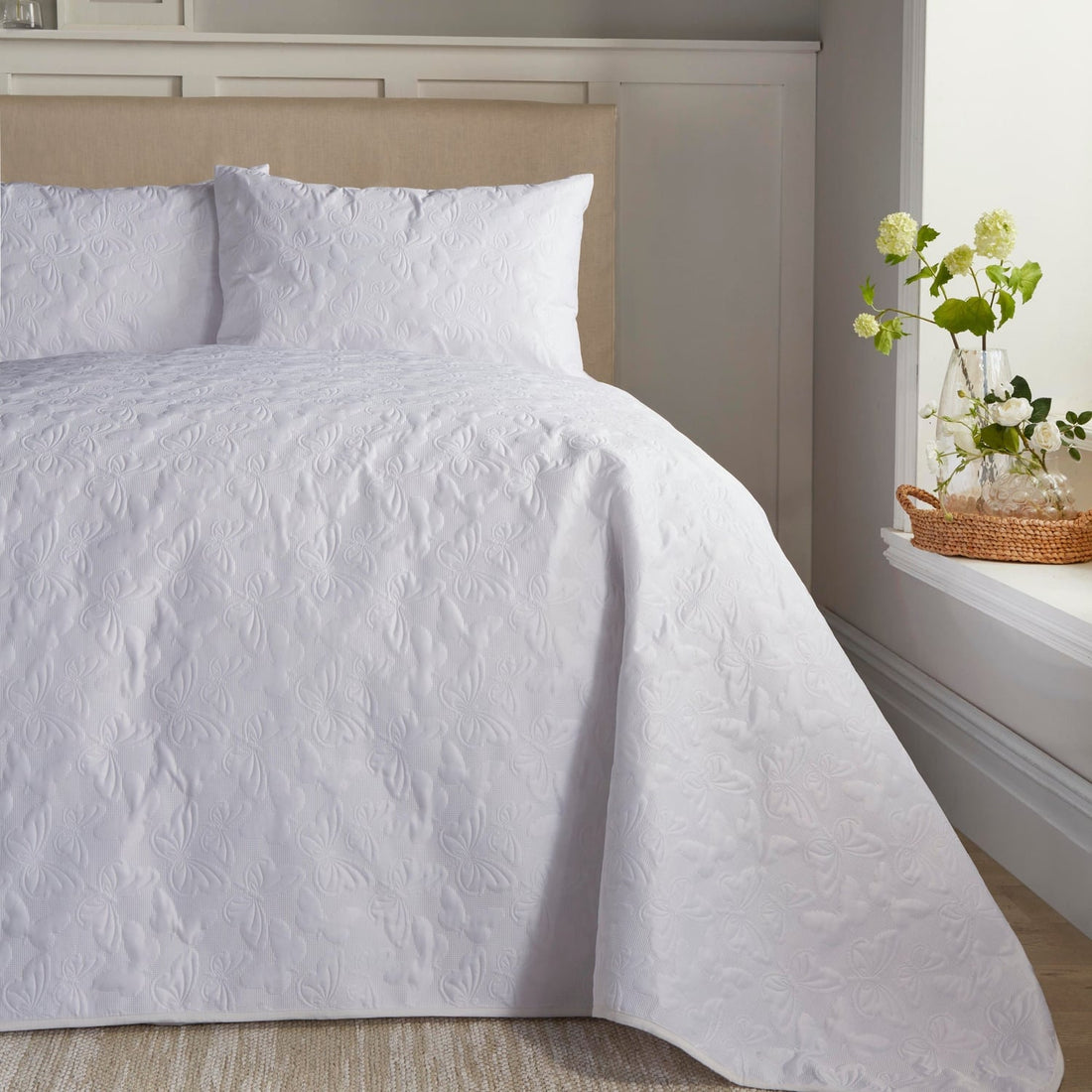 Butterfly Garden Floral Quilted Bedspread