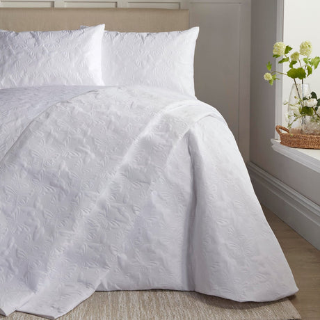Butterfly Garden Floral Print Microfibre Duvet Cover Set - Butterfly Garden Duvet Cover Set In White 2