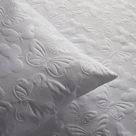 Butterfly Garden Floral Print Microfibre Duvet Cover Set - Butterfly Garden Duvet Cover Set In White 3