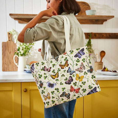 Ulster Weavers Butterfly Grove Floral Medium Shoulder Bag - Butterfly Grove Canvas Shoulder Bag In Blue 2