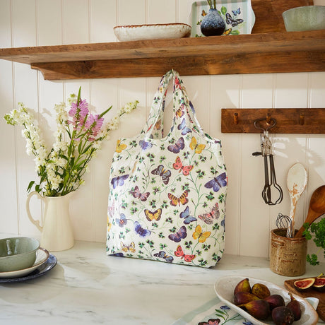 Ulster Weavers Butterfly Grove Floral Large Shoulder Bag - Butterfly Grove Foldable Tote Bag Medium In Blue 2