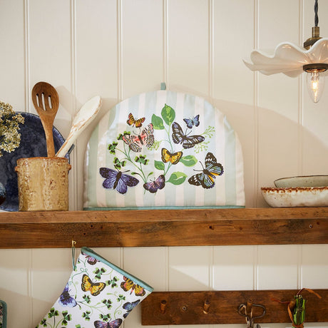 Ulster Weavers Butterfly Grove Floral Tea Cosy - Butterfly Grove Tea Cosy In Blue 2