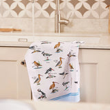 Coastal Birds Cotton Tea Towel in Blue
