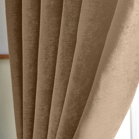 Alan Symonds Chenille Blackout Eyelet Ring Top Curtains in Beige - Image 2