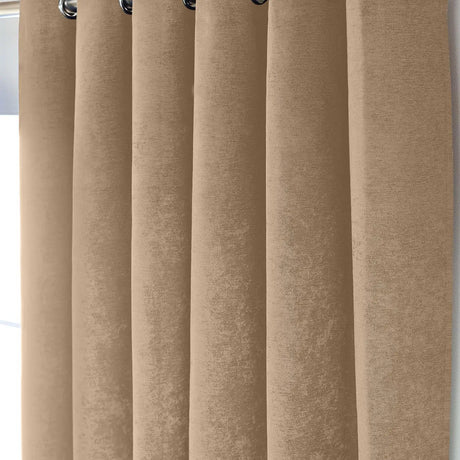 Alan Symonds Chenille Blackout Eyelet Ring Top Curtains in Beige - Image 5