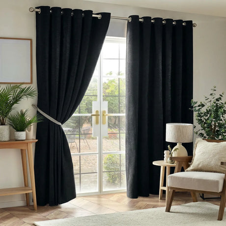 Alan Symonds Chenille Blackout Eyelet Ring Top Curtains