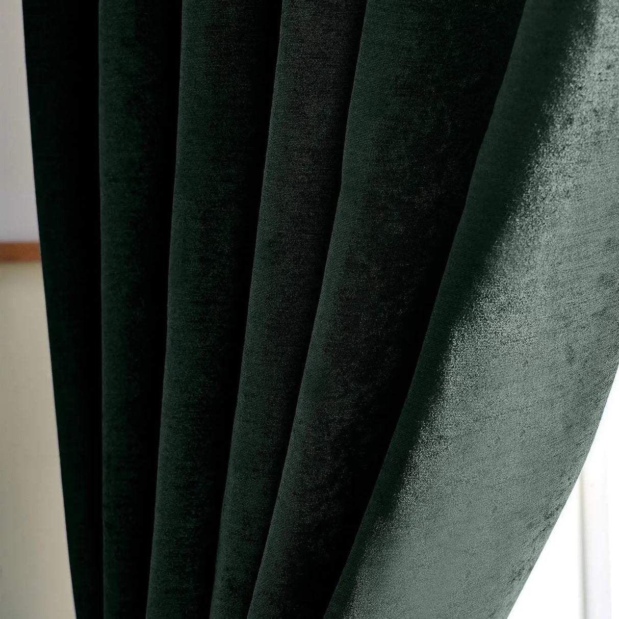 Alan Symonds Chenille Blackout Eyelet Ring Top Curtains in Green - Image 2