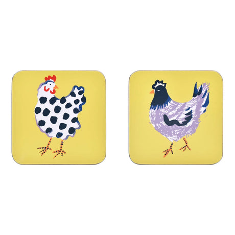 Chick Chicken Coasters 4 Pack in Yellow