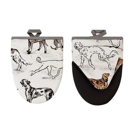 Country Dogs Microwave Mitts Pair in Brown