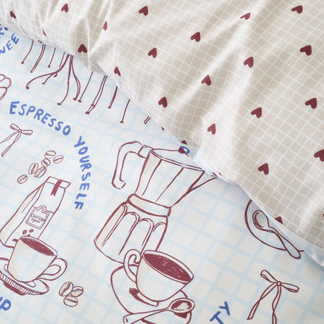Coffee Club Blue Polycotton Duvet Cover Set product image 3