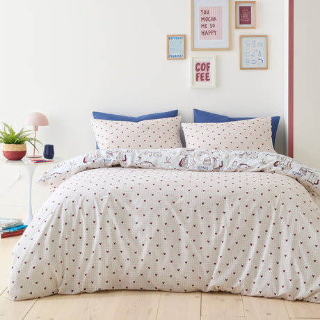 Coffee Club Blue Polycotton Duvet Cover Set product image 4