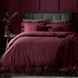 Cassia Frill 100% Cotton Duvet Cover Set - Berry