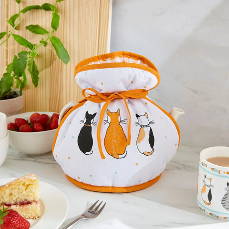 Cats In Waiting 2026 Tea Cosy Muff in Orange