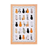 Cats In Waiting 2026 Cotton Tea Towel in Orange