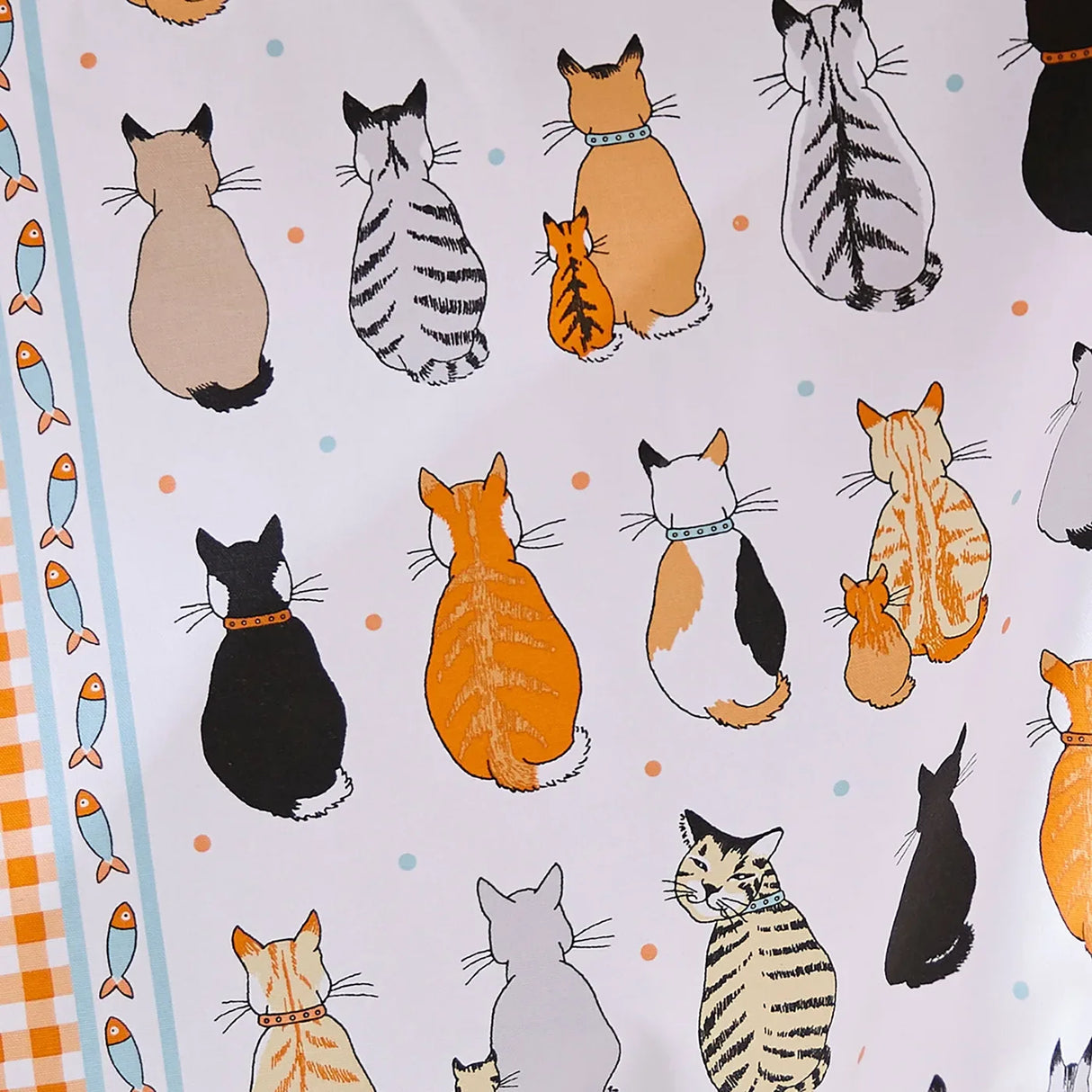 Cats In Waiting 2026 Cotton Tea Towel in Orange