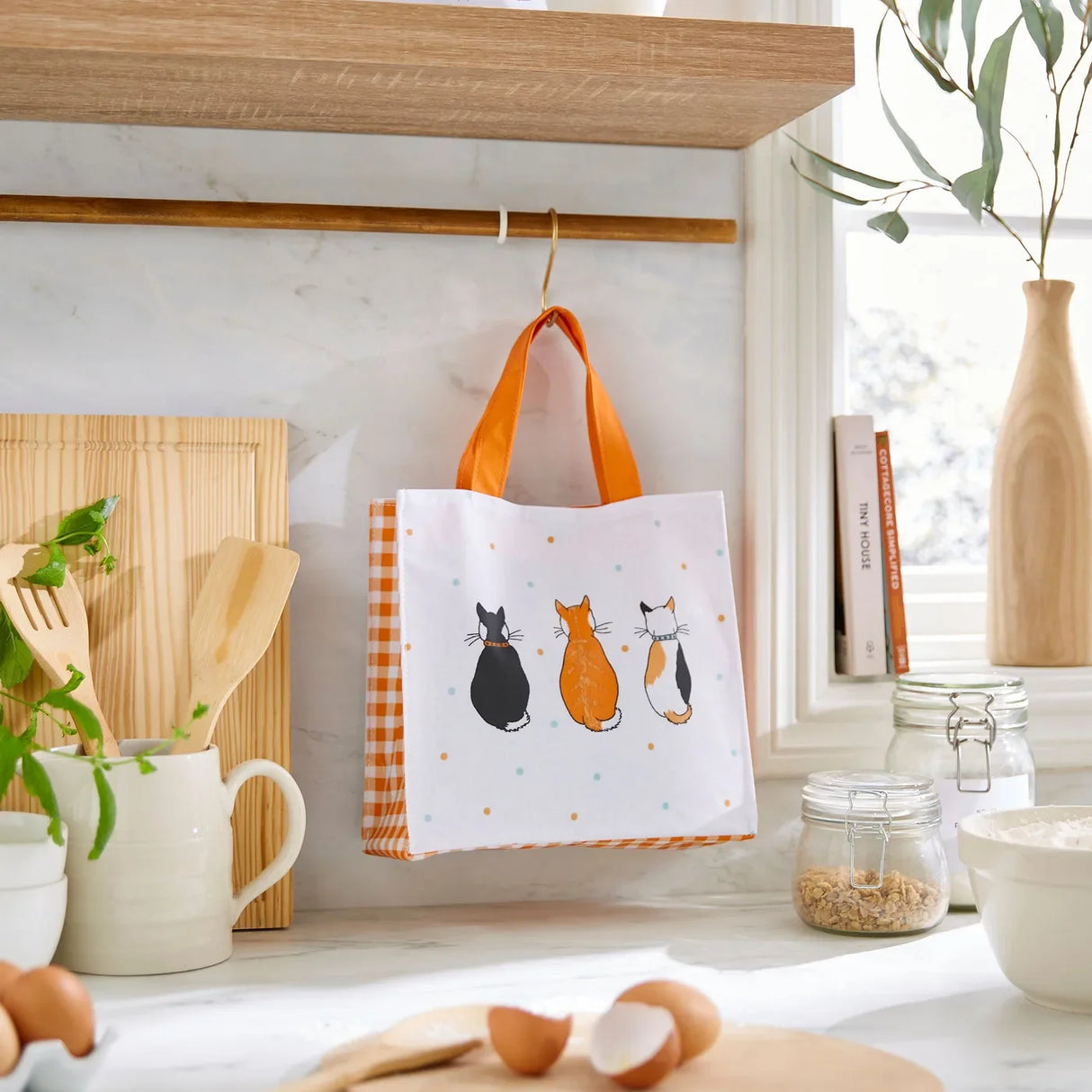 Cats In Waiting 2026 Foldable Tote Bag Medium in Orange