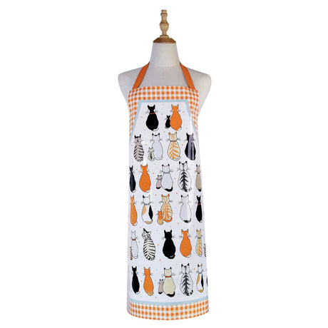 Cats In Waiting 2026 Cotton Apron in Orange