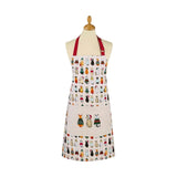 Christmas Cats in Waiting Cotton Apron in Red/Cream