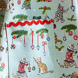 Christmas Cats Cotton Apron in Seafoam