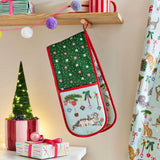 Christmas Cats Double Oven Glove in Seafoam