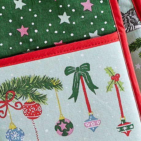 Christmas Cats Double Oven Glove in Seafoam