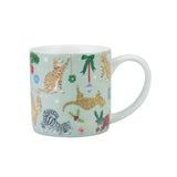 Christmas Cats Bone China Mug in Seafoam