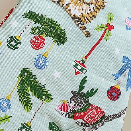 Christmas Cats Gauntlet Oven Glove in Seafoam