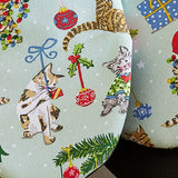 Christmas Cats Microwave Mitts Pair in Seafoam
