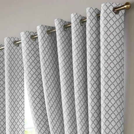 Alan Symonds Cotswold Jacquard Eyelet Ring Top Curtains in White - Image 2